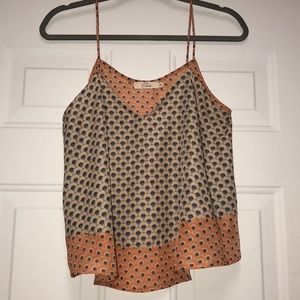 Shear crop top, cream, navy blue & peach